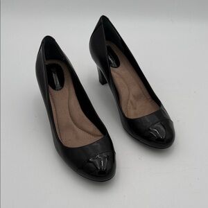 Giani Bernini Black Patent Heels pump women 10M casual office retro comfort Y2K
